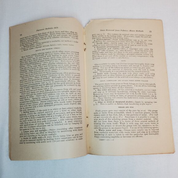 U.S. Department Of Agriculture Farmers Bulletin No 1474 Stain Removal Tips 1926 - Picture 6 of 13